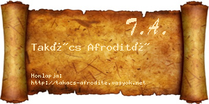 Takács Afrodité névjegykártya